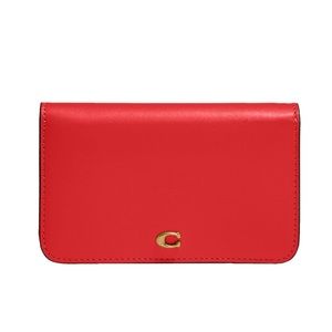 Coach red leather slim card case